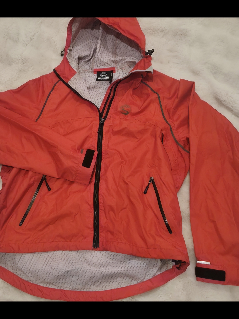 Showers Pass Men’s XL Waterproof Cycling Rain Jacket Artex Hooded Red Reflective